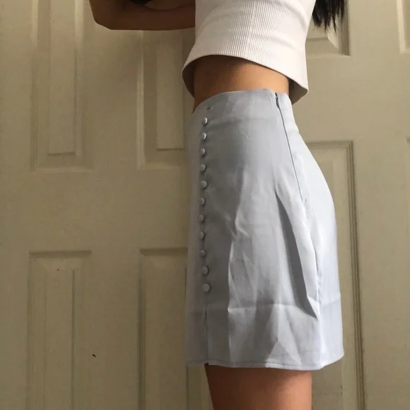 Forever 21 Baby Blue Satin Miniskirt - Picture 2 of 8